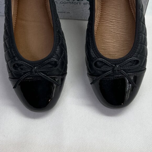 NIB Josef Seibel Pippa 25 Quilted Leather Ballet Flat with Patent Toe & Heel - Picture 4 of 7